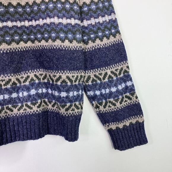 Vintage Club Room by Charter Club Blue 100% Lambswool Fair Isle Sweater Men's L - Picture 12 of 12